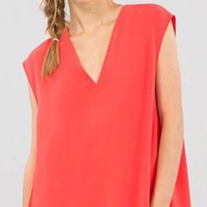 Rachel Roy Curvy Fishtail Hem Sydney Blouse Coral
